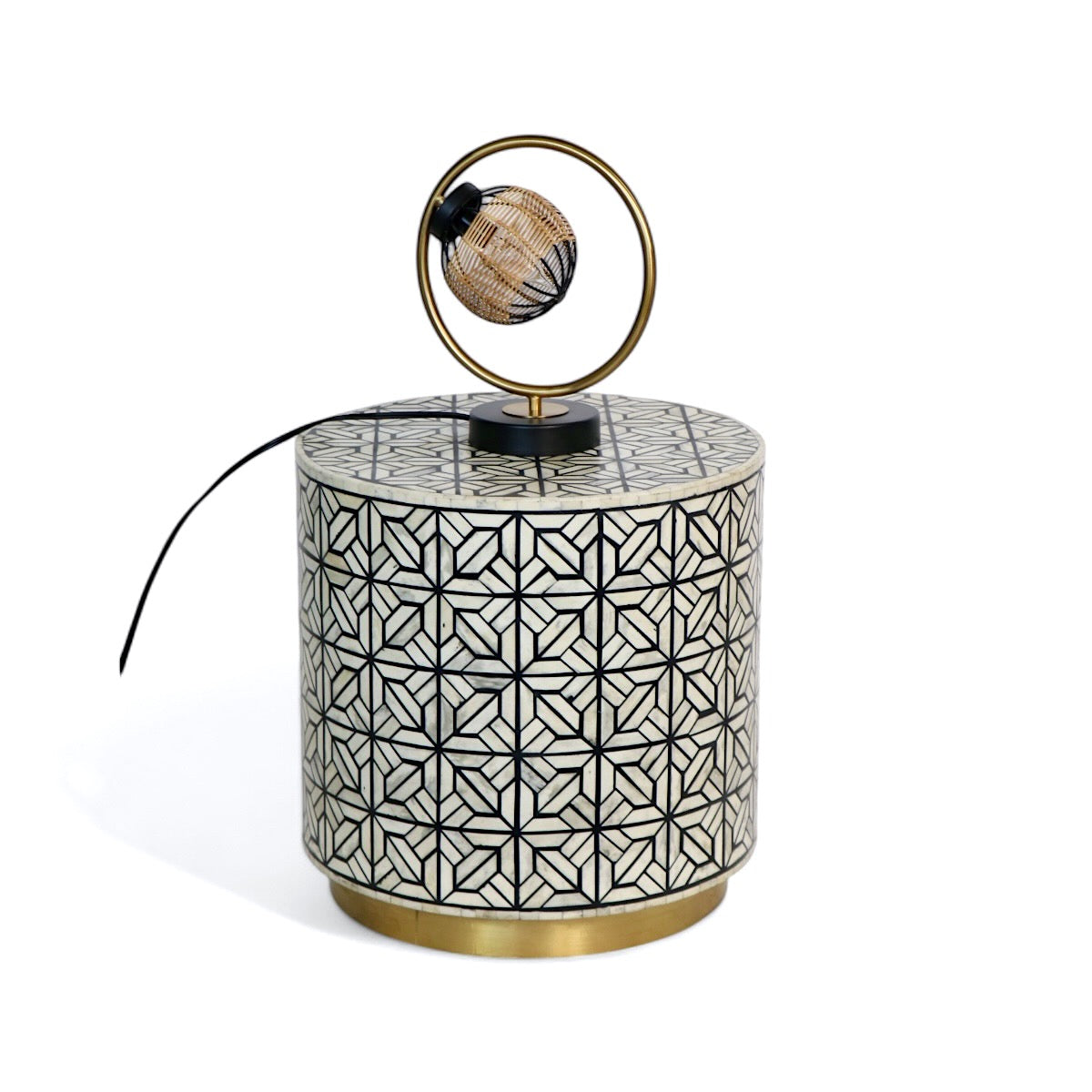 Geometric Pattern Bone Inlay Table