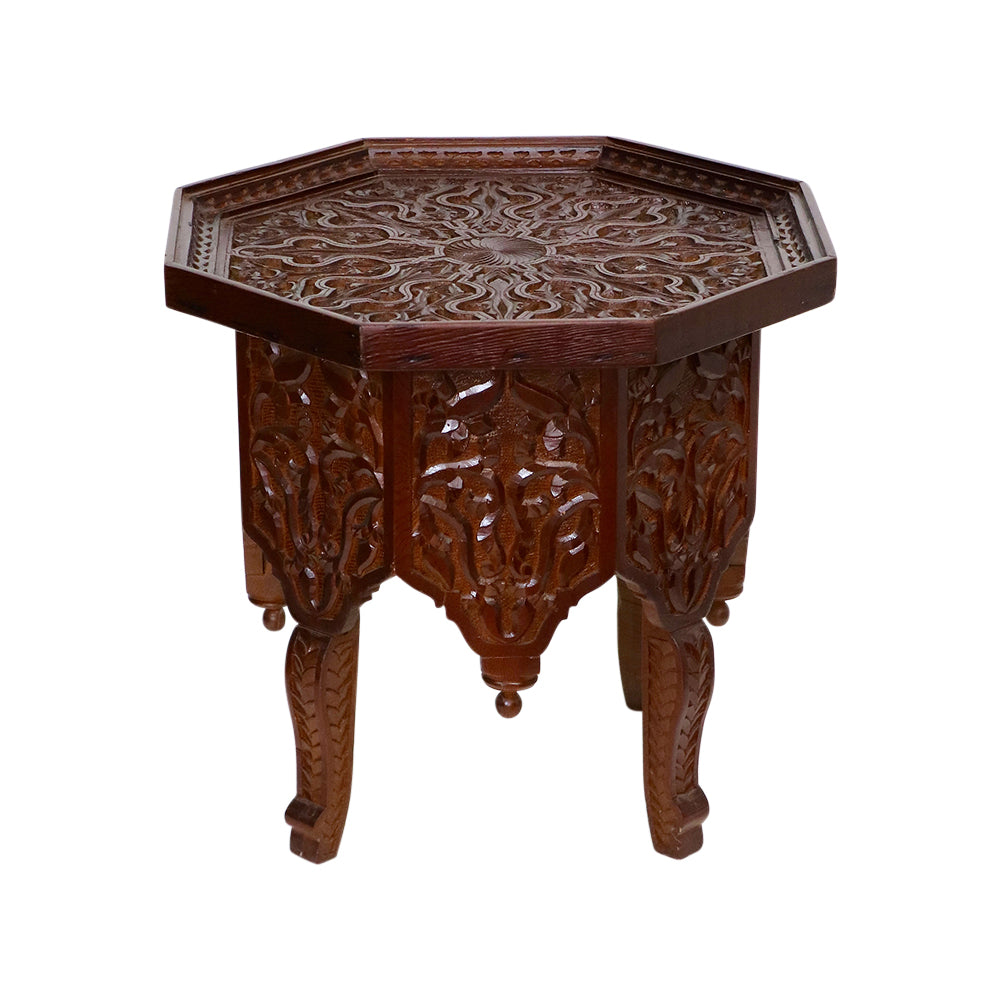 Moroccan Carved Wood Coffee Table