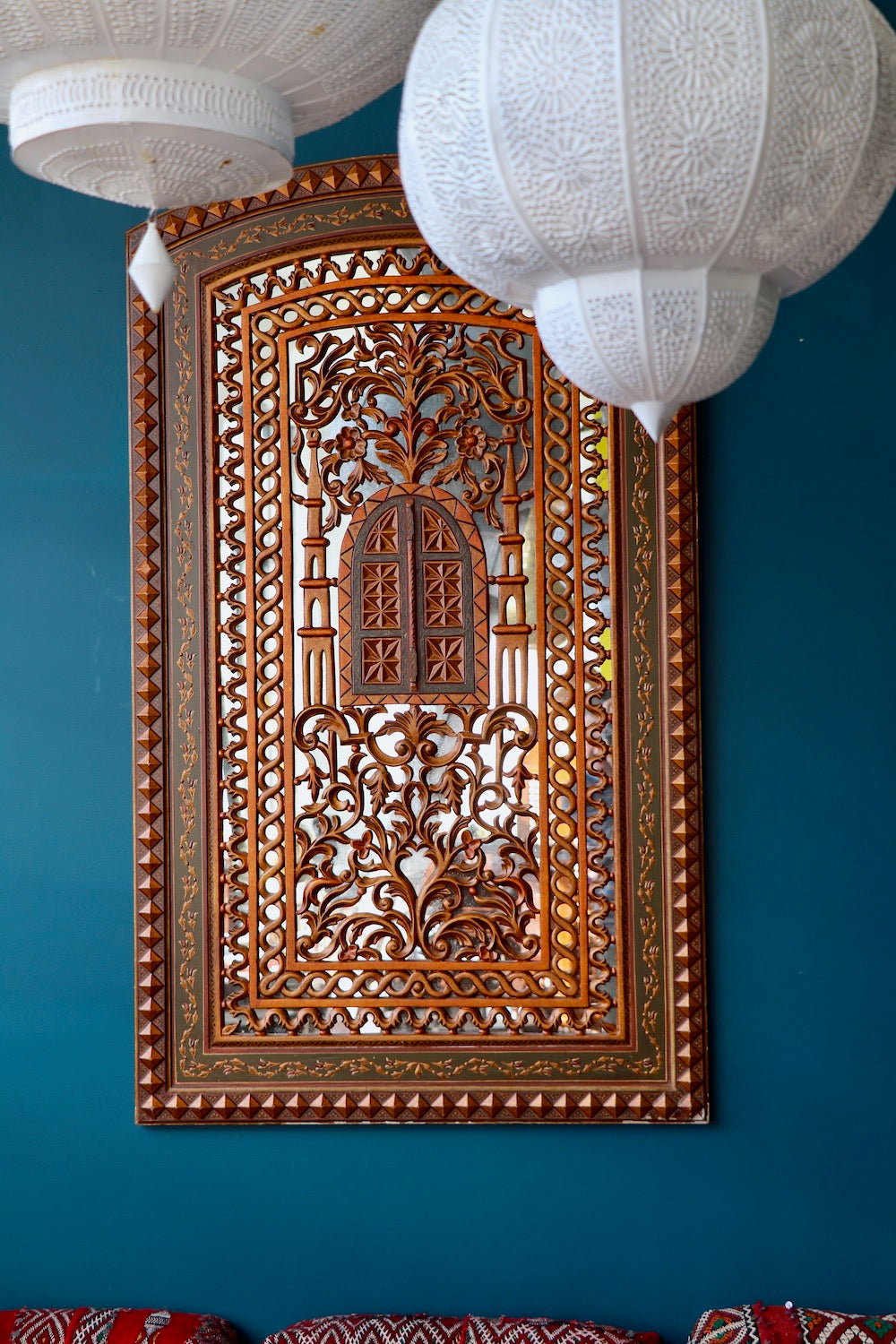 Moroccan furniture and décor collection for events, featuring intricate designs by Sheherazade Event