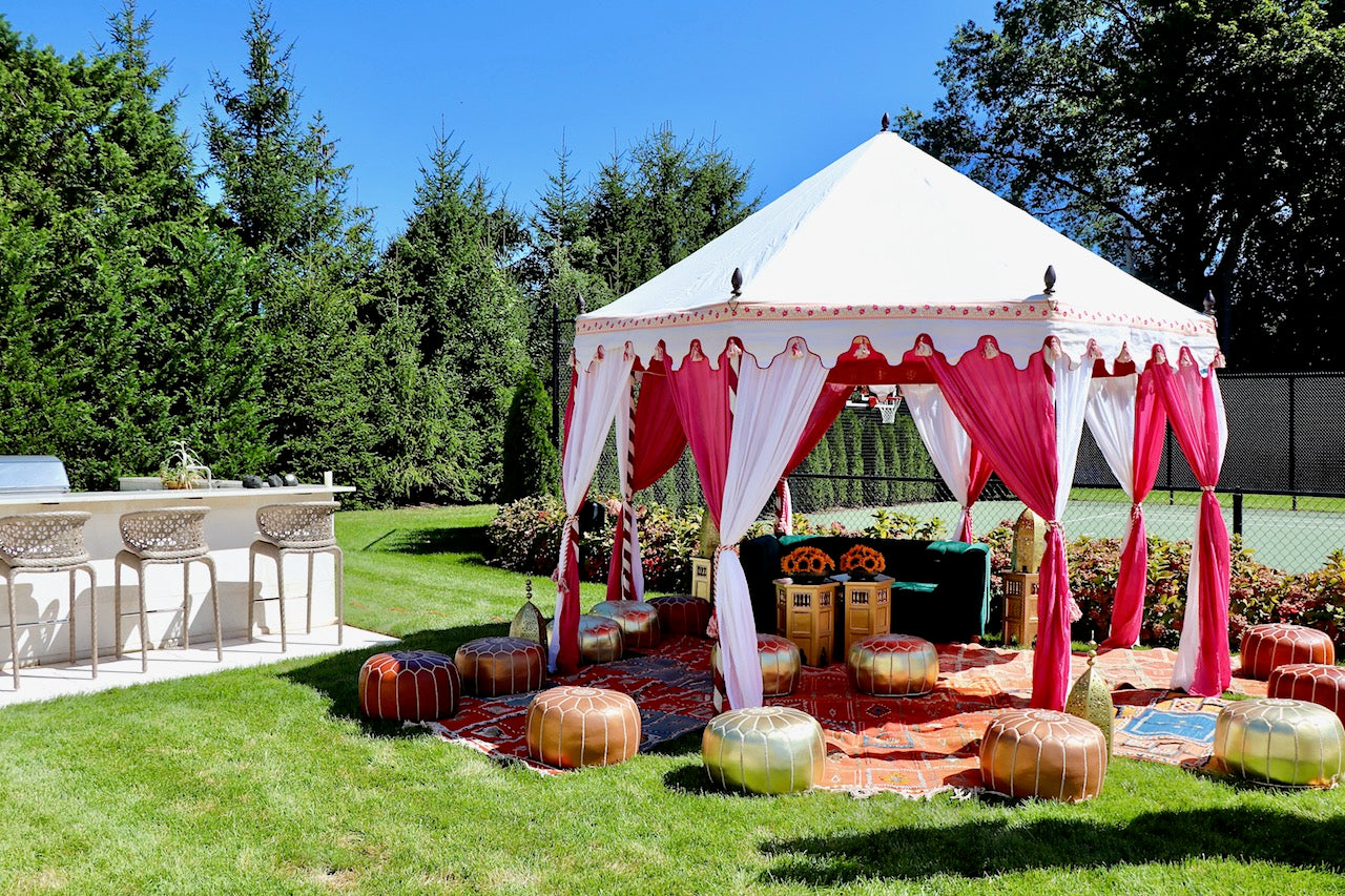 tents for garden parties Indian Wedding Tent - Pink Interior