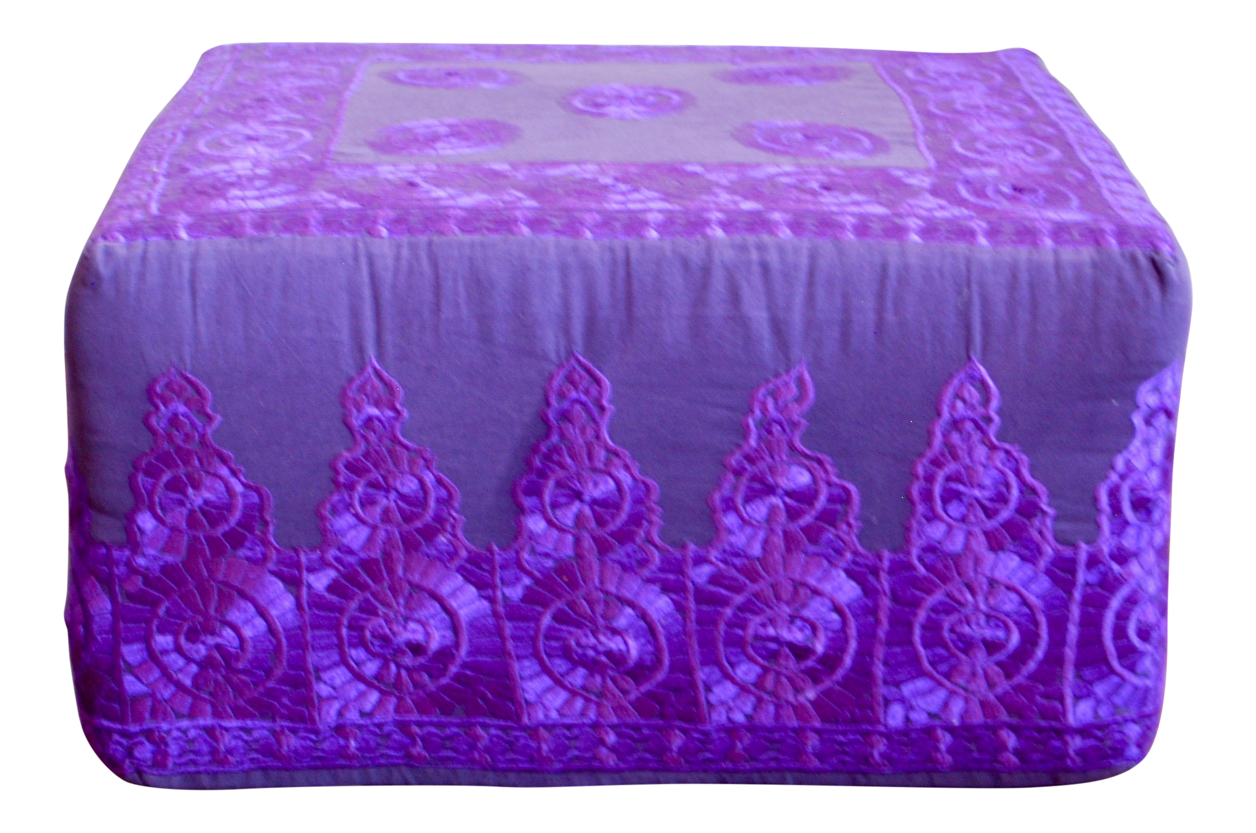 Moroccan Silk Embroidery Ottoman