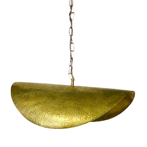 Moroccan Hammered Lotus Leaf Brass Pendant Chandelier