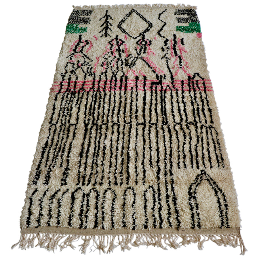 Black & White Azilal Rug 56" x 109"
