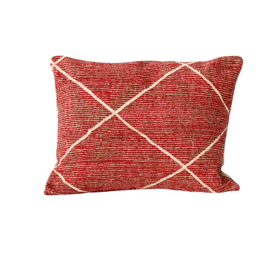 Red Beni Ourain Floor Pillow