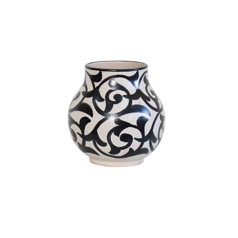 Moroccan Black & White Pottery Vase