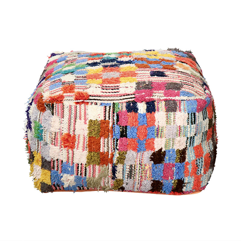 Vintage Boucherouite Rug Pouf