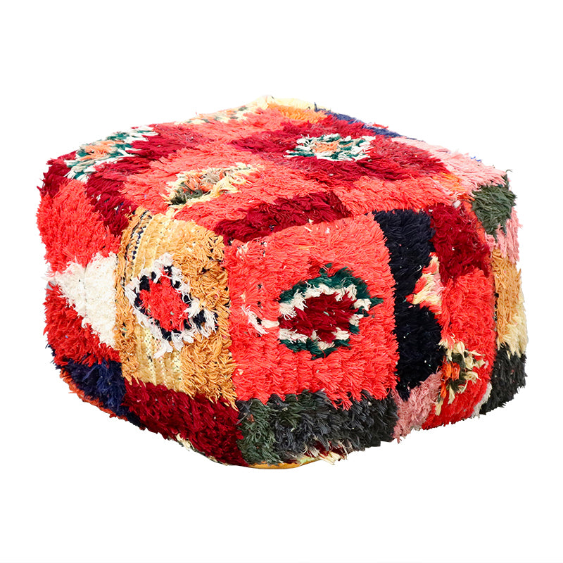 Boucherouite Ottoman- Coral & Pink