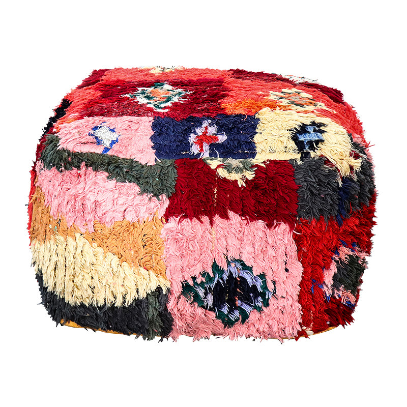 Boucherouite Ottoman- Coral & Pink