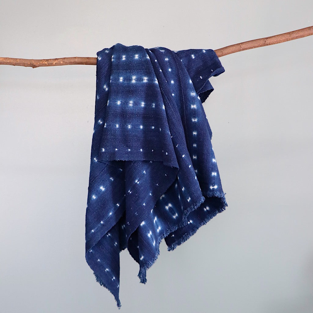 Vintage Indigo Shibori Mud Cloth.