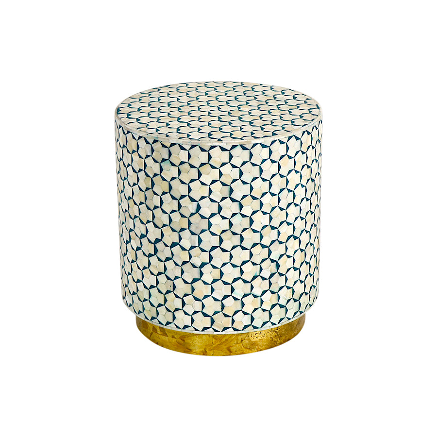 Camel Bone Inlay Drum Table