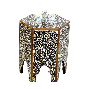 Moroccan Bone Inlay Side Table