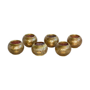 Moroccan Brass Bowl Candle Holder- Set of 6