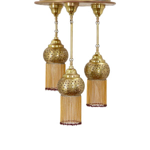 Brass Chandelier with 3 Dangling Fringes