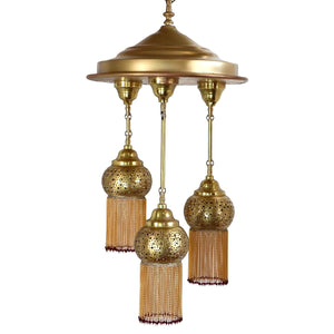 Brass Chandelier with 3 Dangling Fringes