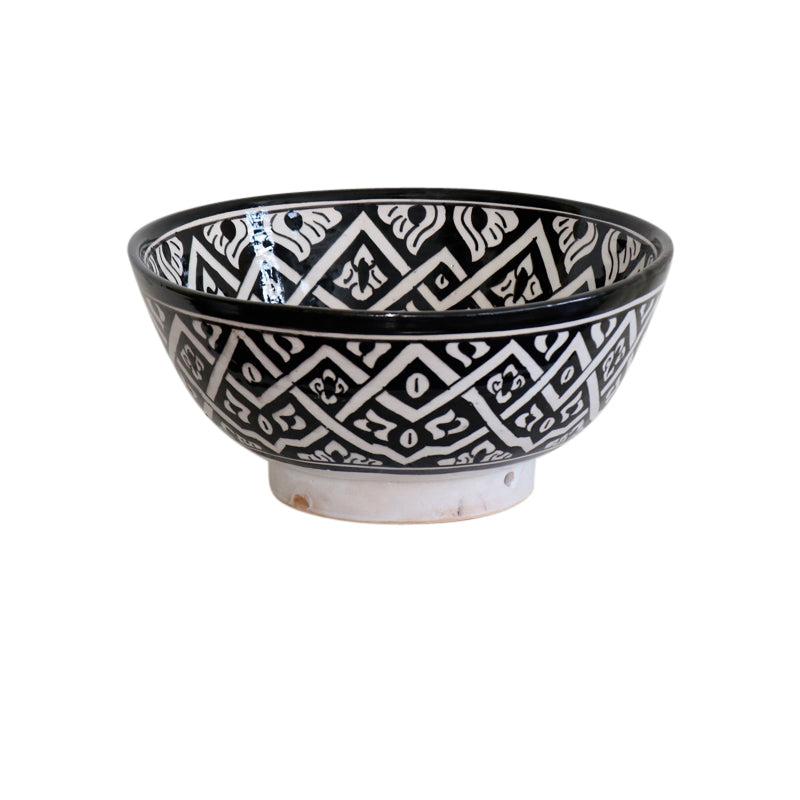 Moroccan Black & White Ceramic Bowl