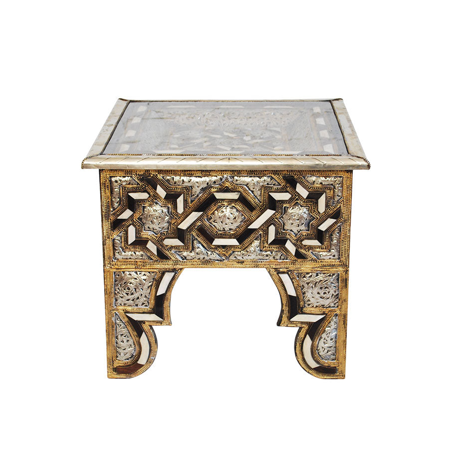 Moroccan Bone Inlaid & Metal Coffee Table