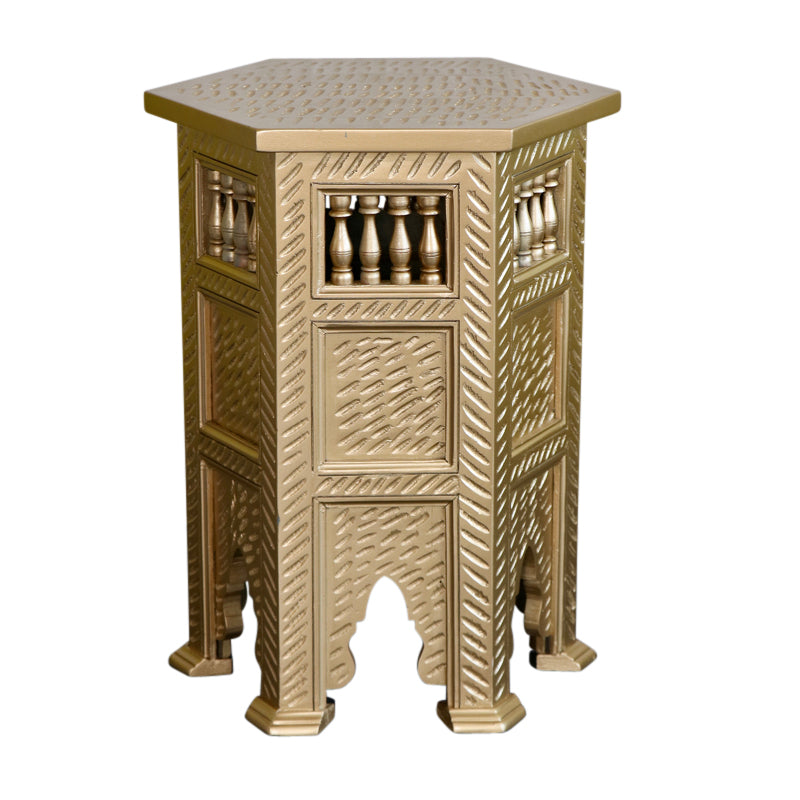 Gold Moroccan Wooden Side table