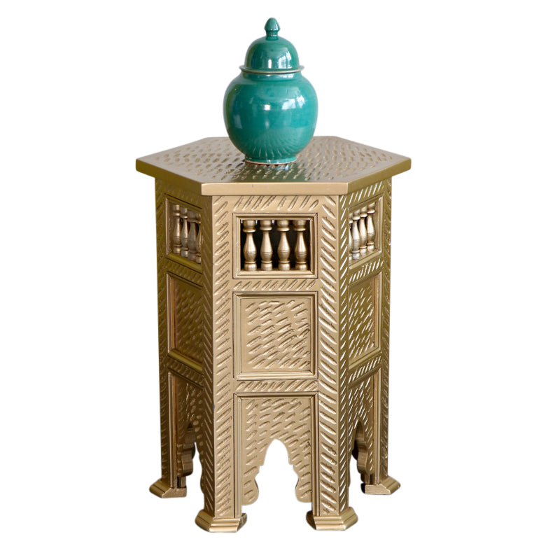 Gold Moroccan Wooden Side table