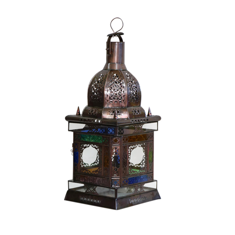 Moroccan Colored Glass Iron Lantern