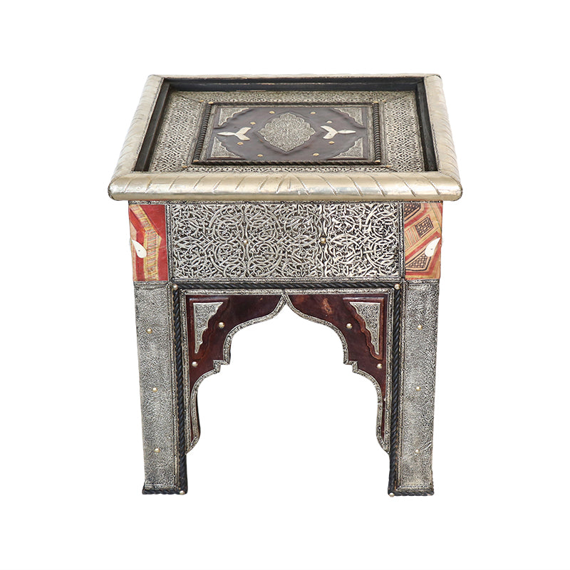 Moroccan Touareg leather & Metal Side Table