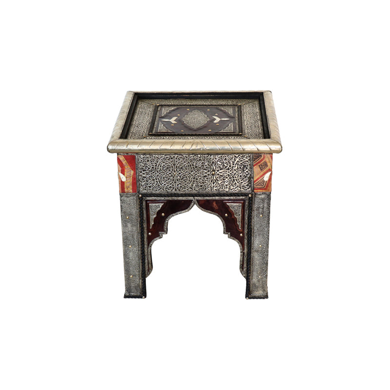Moroccan Touareg leather & Metal Side Table