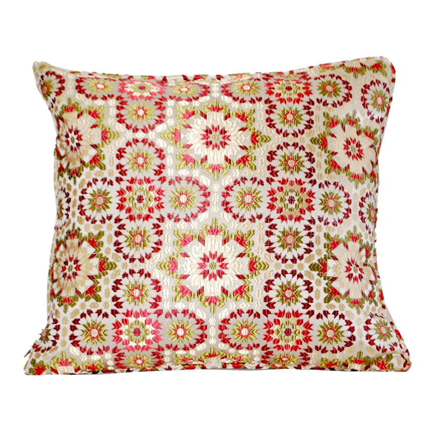 Moroccan Red Mosaic Fabric Pillow