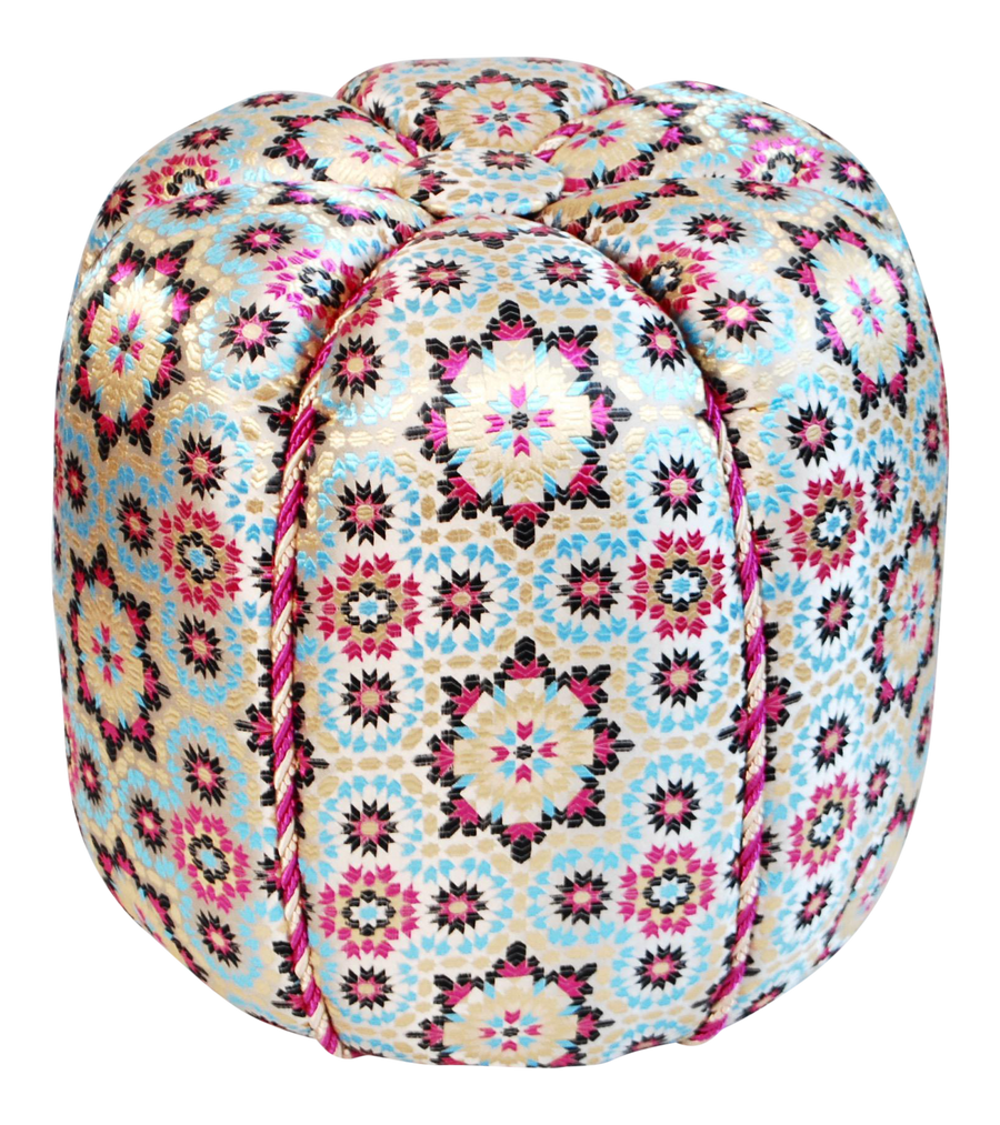 Moroccan Mosaic Fabric Pouf