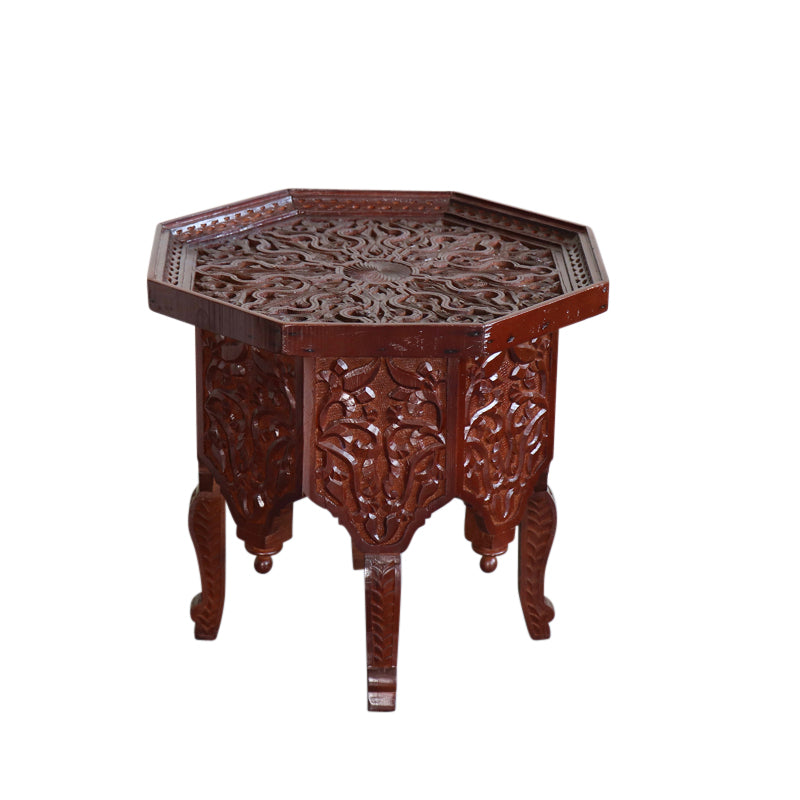 Moroccan Carved Wood Coffee Table