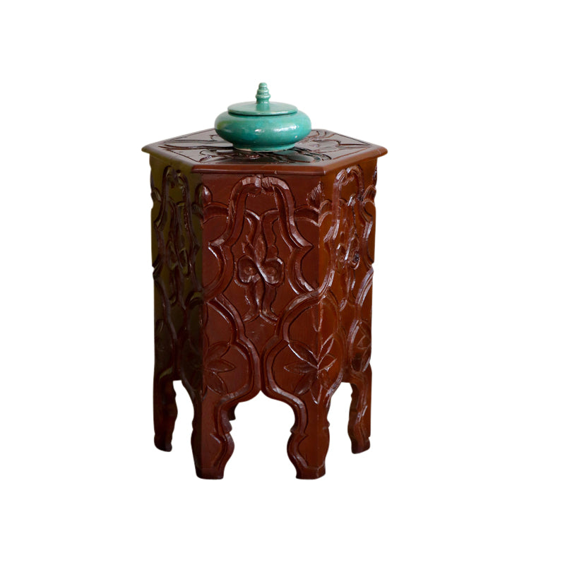 Moroccan Carved Wood Table