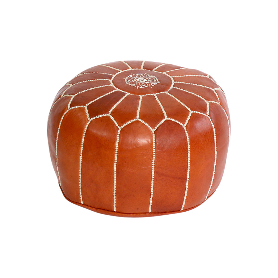 Moroccan Tan leather Pouf Rental