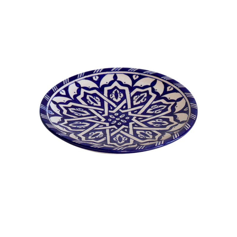 Moroccan Blue & White Ceramic Plate.